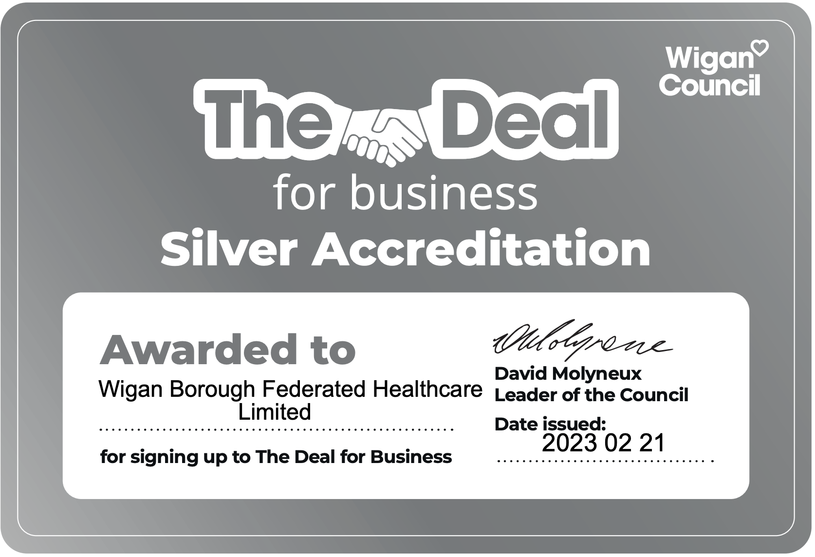 Deal for Business Wigan Borough Federated Healthcare